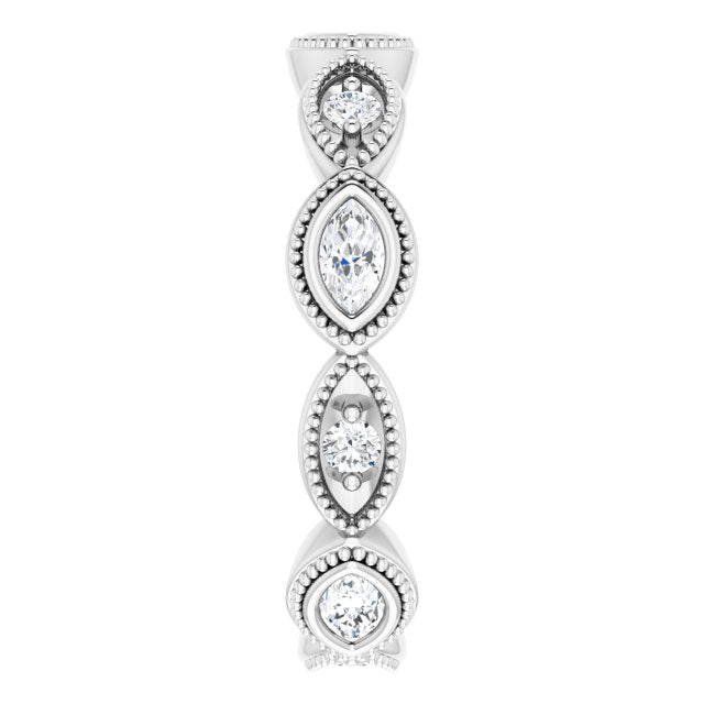 Vintage Inspired 0.75 ct. Marquise & Round Diamond Eternity Band-VIRABYANI